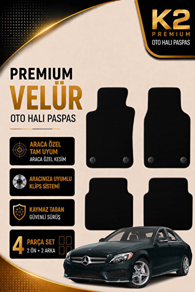 K2 CARPET Mercedes C Serisi W205 (2014-2021) Özel Kesim Tam Uyumlu Lüx Oto Ha...