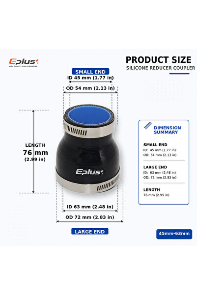 Choice7 أنبوب سيليكون أسود من Eplus مقاس 45 مم - 63 مم، خرطوم تقليل الحجم للس...