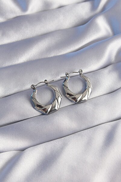 Inure Jewelry 316L الصلب الفضة اللون مجعد نظرة هندسية نموذج الأقراط