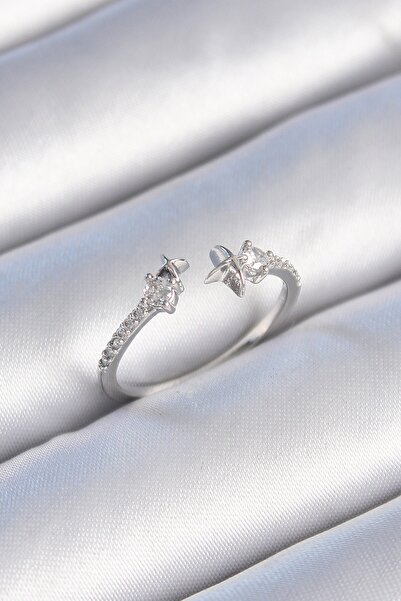 Inure Jewelry النحاس الفضة اللون الزركون حجر التفاصيل نجمة نموذج خاتم المرأة