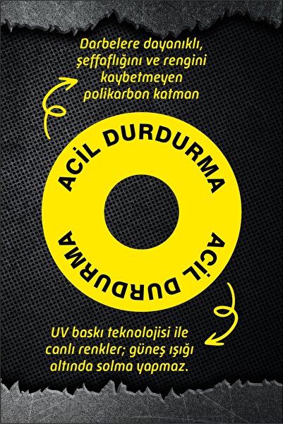3M Acil Durdurma Etiketi Çap 60 mm - Emergency Stop Label - 10 Adet - Policar...