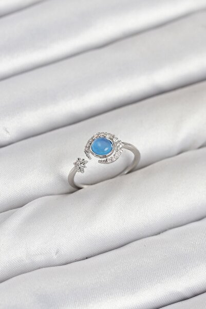 Inure Jewelry Brass Silver Color Zircon Stone Moon Star Women's Ring