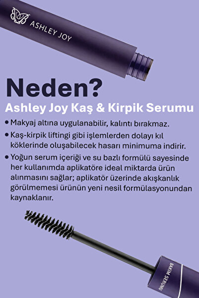 ASHLEY JOY Keratin Ve Biotin Içeren Besleyici Uzatıcı Doğal Bakım Kaş Kirpik Serumu 6 ml