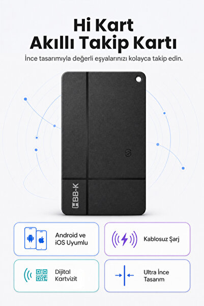 HBB-K Hi Kart İOS&ANDROİD Uyumlu Takip Cihazı & Dijital Kartvizit Siyah