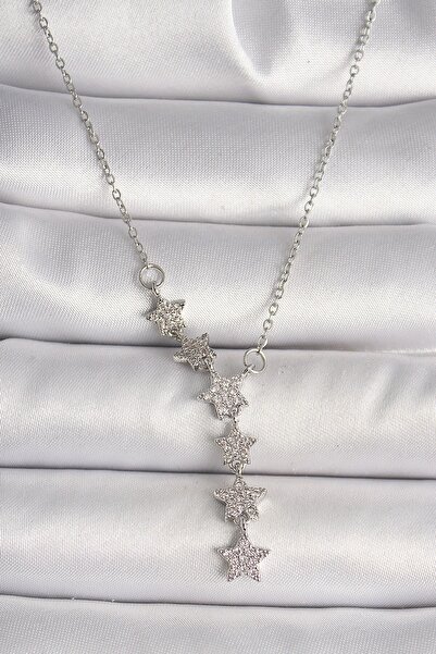 Inure Jewelry 316L Steel Silver Color Chain Zircon Stone Star Model Women's N...