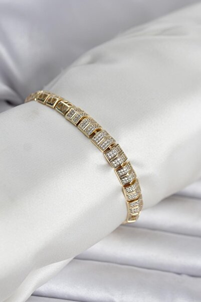Inure Jewelry سوار نسائي من الزركون مرصّع بالأحجار ذهبي اللون من Xuping