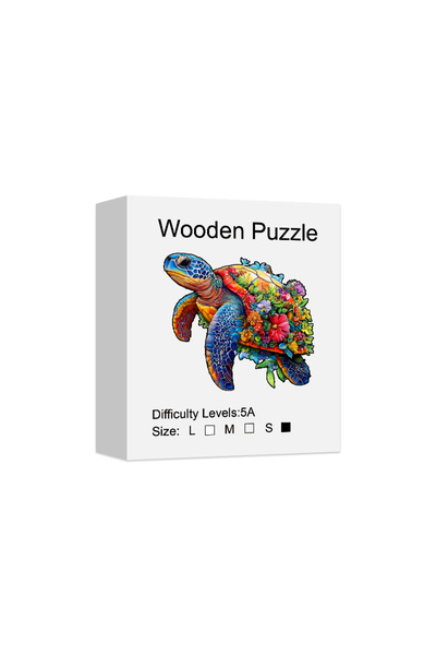 Choice S Flower Sea Turtle Wooden Puzzle, Irregular Animal Shaped Pieces, Hig...
