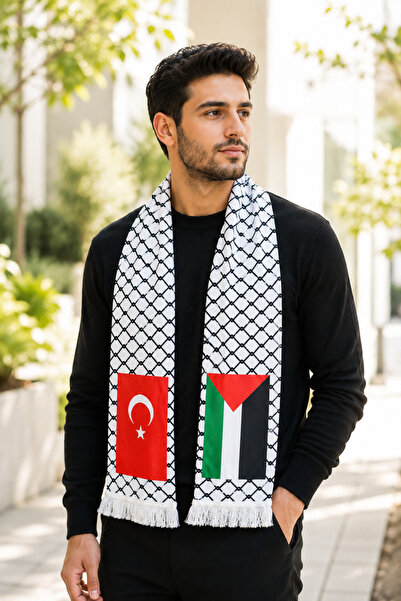 Asyabayrak Türk ve Filistin Bayraklı Atkı
