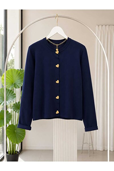 MODA VEDAT Heart Buttoned Knitwear Cardigan -211