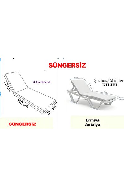 Ermiya Süngersiz Grand Ekinoks 180*55*5 Cm İmperteks Şezlong Minder Kılıfı Yı...