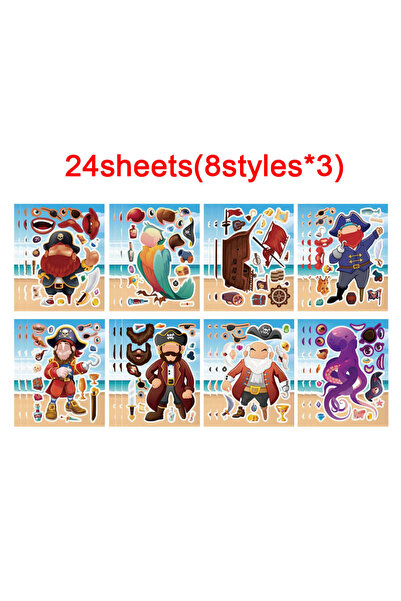 Choice 24sheets DIY Pirate Make A Face Stickers Make Your Own Captain Puzzle ...