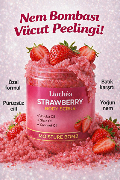 LİOCHEA Çilek Özlü Body Scrub Besleyici Arındırıcı Batık Karşıtı Yoğun Nemlen...