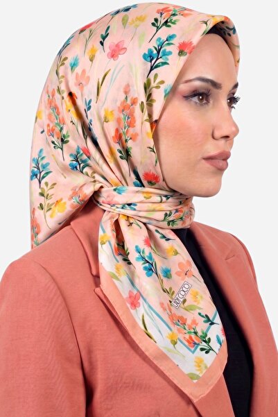 hadiora وشاح نسائي ناعم من القطن العضوي مزين بالزهور باللون الوردي