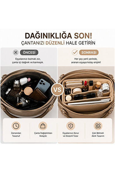 Ingora Wintage Çanta İçi Düzenleyici 4.9 ⭐⭐⭐⭐⭐ Standart 28/16/13 Ölçülü