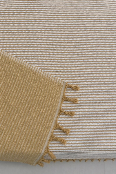 Gizo Home Hce |   Fringe Tied Bohemian Bedspread 1 Piece Modern Double Bedspread Pique 200X230 Decorative Double Bedspread Mustard Yellow
