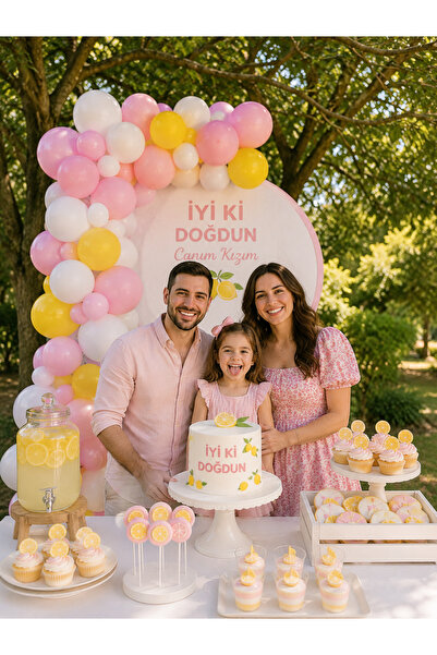 Parti dolabı 45 Balloon Chain: (15 Metallic Yellow, 15 Macarons Pink, 15 Matt...