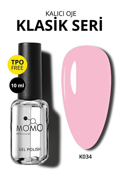 MOMO professional Kalıcı Oje K034, Pudra Pembe, 10 ml