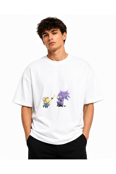 Inscriptie Ουνισέξ Βαμβακερό T-shirt Υψηλής Ποιότητας  "Μίνιον μωβ "