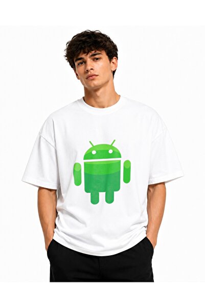 Inscriptie Unisex Premium Cotton Casual T-Shirt "Android Icon Logo"