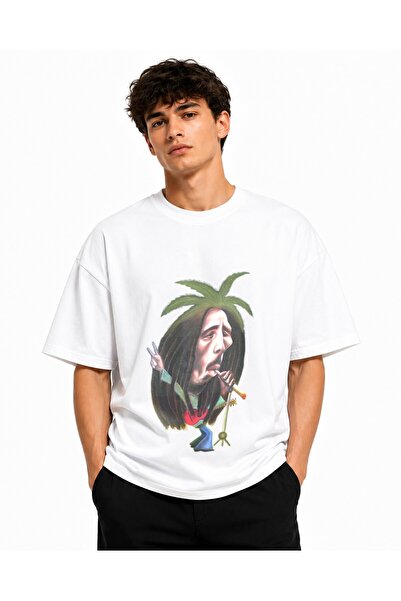 Inscriptie Tricou Unisex Bumbac Premium Casual " Bob Marley smoke "
