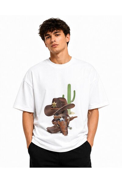 Inscriptie Unisex Premium Cotton Casual T-Shirt "Cowboy boots"