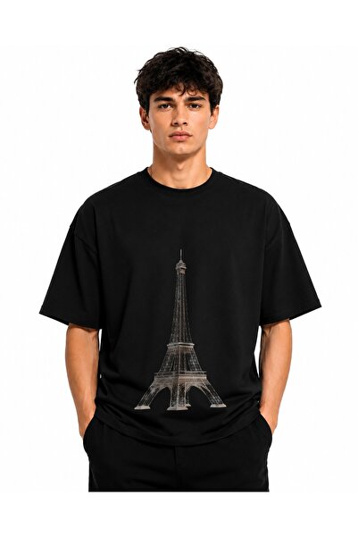 Inscriptie Tricou Unisex Bumbac Premium Casual " Turnul Eiffel "