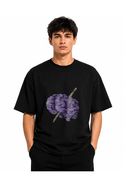 Inscriptie Tricou Unisex Bumbac Premium Casual " Creier mov "