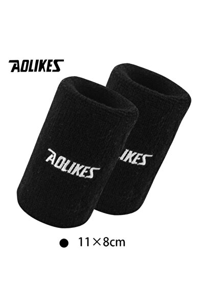 Aolikes 11cm--Black Wrist Sweatband Tennis Sport Wristband Volleyball Gym Wri...