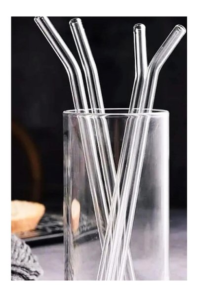 Evizim Glass Drink Straws Set of 6 Borosilicate Transparent Eco-Friendly Straws
