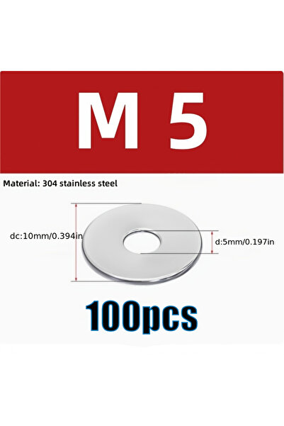 Choice1 M5-100 قطعة 100/80/50 قطعة حلقات مسطحة من الفولاذ المقاوم للصدأ 304 (...