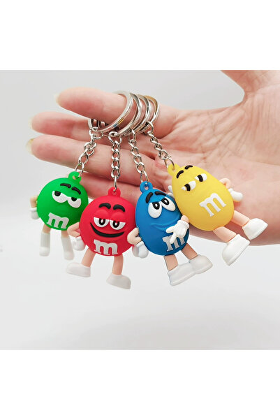Choice 4PCS Set Cartoon Chocolate Bean Keychain Resin Doll Couple Key Chain M...