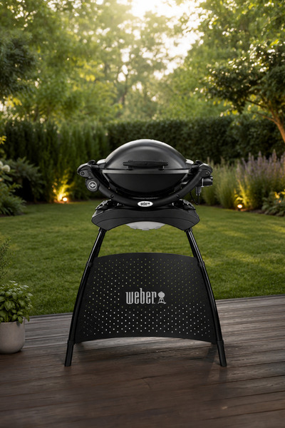 WEBER Q 1400 Elektrikli Mangal Koyu Gri Stand ve Yan Tezgahlı