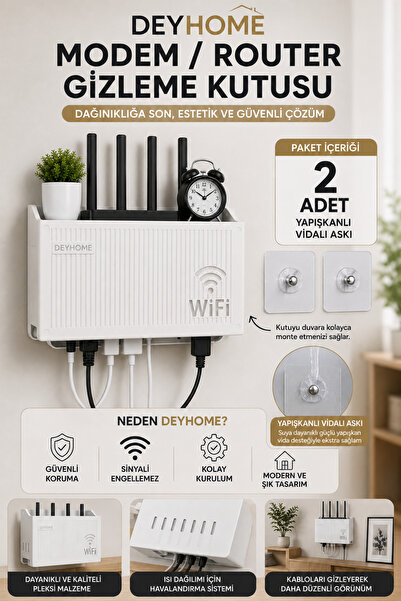 DEYHOME Modem Concealment Box and Cable Organizer |   Wi-Fi Router Storage Co...