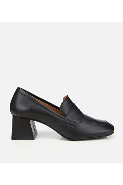 Hotiç Kadın Deri Siyah Topuklu Loafer