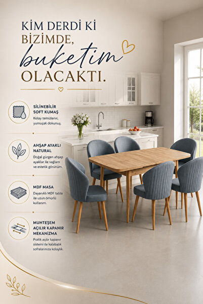 Buketim Mobilya Mide sandalye açılır masa mutfak salon proje