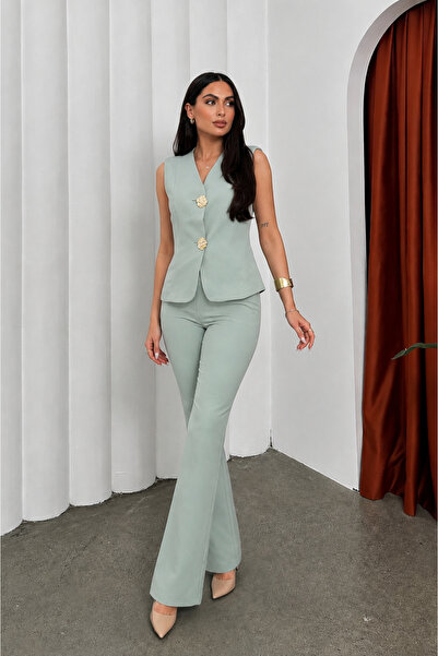 msm fashion Set 2 piese pentru femei, vestă și pantaloni, elegant, cu detaliu...