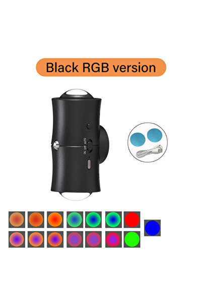 Choice RGB Black Motion Sensor LED Wall Light Tricolor RGB Rechargeable Doubl...