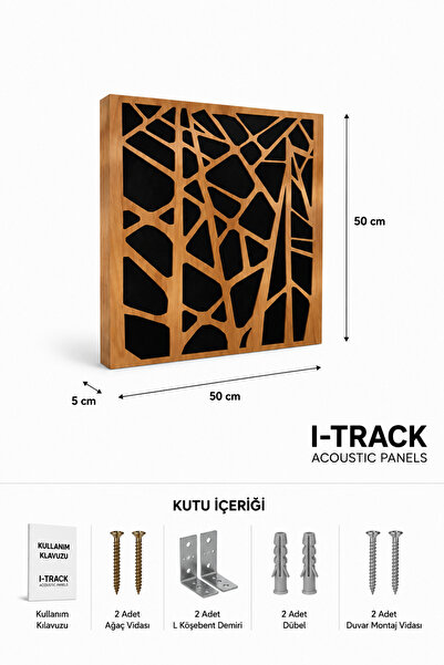 50*50cm Ahşap Difüzör Akustik Panel Walnut Desen