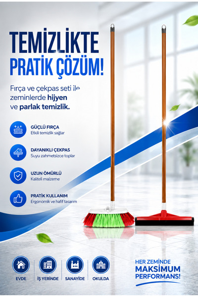 MaxCleanGrosmar Fırça Ve Çekpas Saplı 2li Set