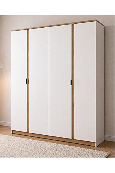 Noiss Home Decor Asel 4 Kapaklı Raflı Genç Odası Yatak Odası Gardırop