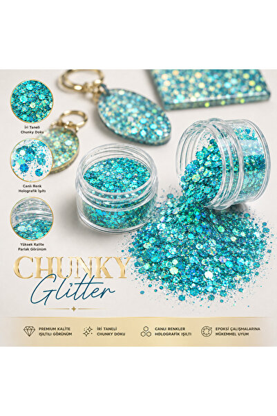 cnk craft shop Chunky Glitter 4gr Holografik Epoksi Reçine Tırnak Makyaj Glit...