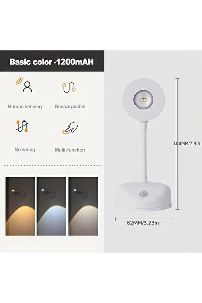 Choice 3colors in one lamp White Spotlights USB Rechargeable Intelligent Huma...