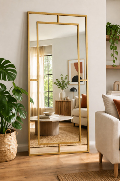 EFFE YAPI DEKOR Gold Metal Çerçeveli Yıldız 180x80 Cm Dekoratif Ayna