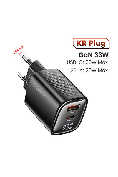 Choice10 شاحن توكي الأسود بقوة 33 واط بتقنية GaN USB-C مع شاشة رقمية، يدعم ال...