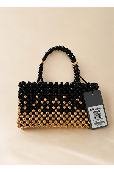 OK BLUME Handmade Black Gold Beaded Evening Dress Bag |   Shoulder & Hand Bag...