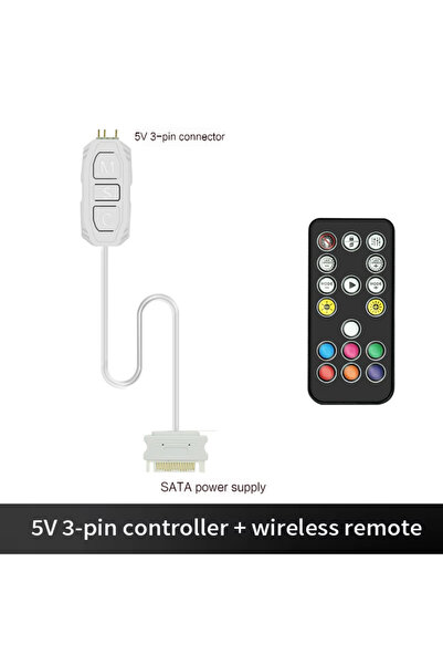 Choice1 White remote control 5V 3pin ARGB Controller To SATA Power Supply Min...