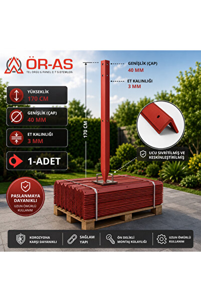 ÖR-AS TEL ÖRGÜ & PANEL ÇİT SİSTEMLERİ Köşebent Demir Kazık Sivri Antipaslı 40...