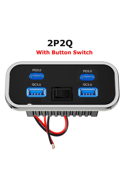 Choice كيبيدومي 2P2Q-B منفذ USB للسيارات والمركبات الترفيهية بـ 4 منافذ 12 فو...