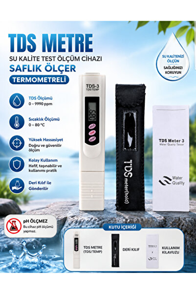 Hubstein Deri Kılıflı Tds Metre Su Kalite Test Ölçüm Cihazı Saflık Ölçer Term...