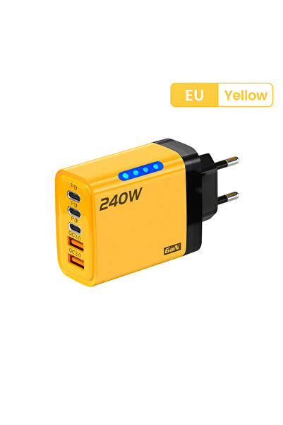 Choice شاحن USB-C PD بخمسة منافذ، أصفر اللون، يدعم الشحن السريع 3.0، من النوع...